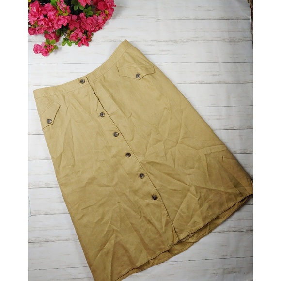 Lauren Ralph Lauren Dresses & Skirts - Lauren Ralph Lauren Khaki Button Aline Skirt